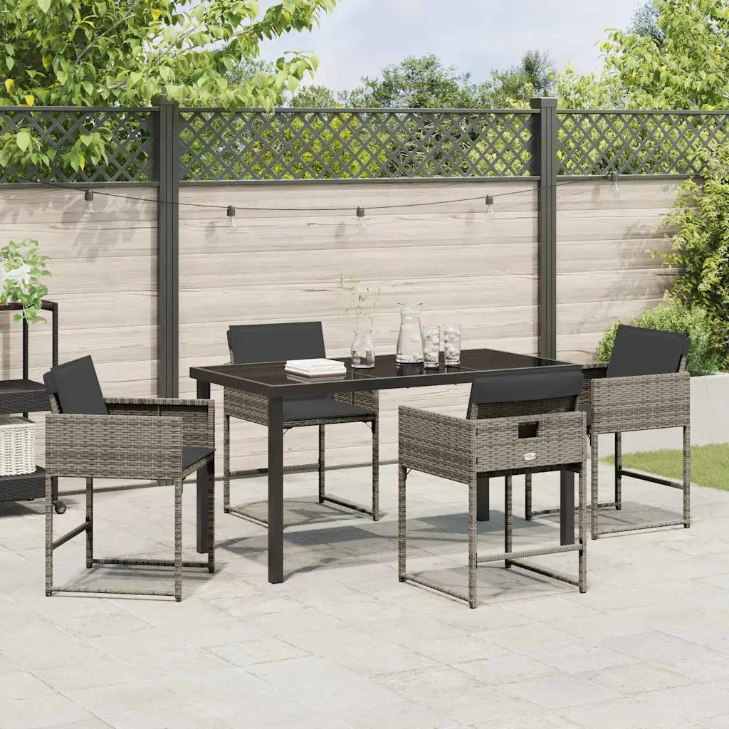 Set da Pranzo per Giardino 5 pcs Grigio polyrattan 3380722
