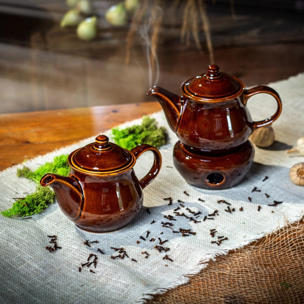 Teiera KADAX con scaldatinta per erbe da 1 litro, in ceramica e gres.