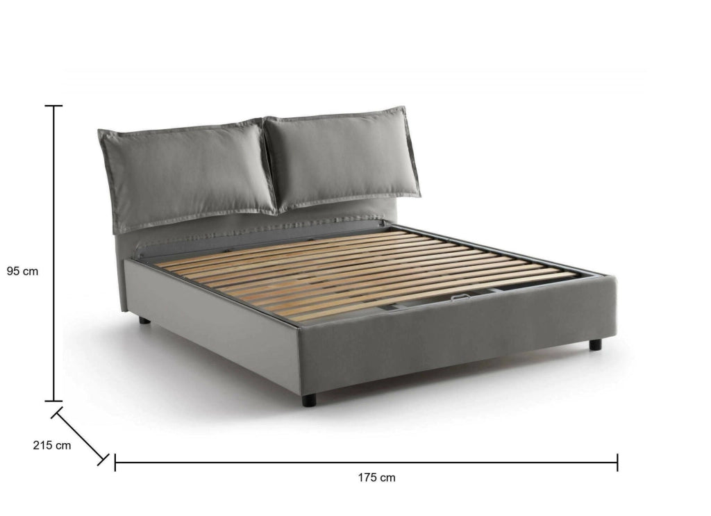 Letto Matrimoniale Aris, Letto Matrimoniale Sfoderabile Made in Italy, Grigio