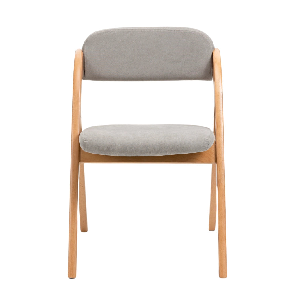 Sedia pieghevole set 2 con seduta imbottita e schienale rinforzato, in legno massello, grigio