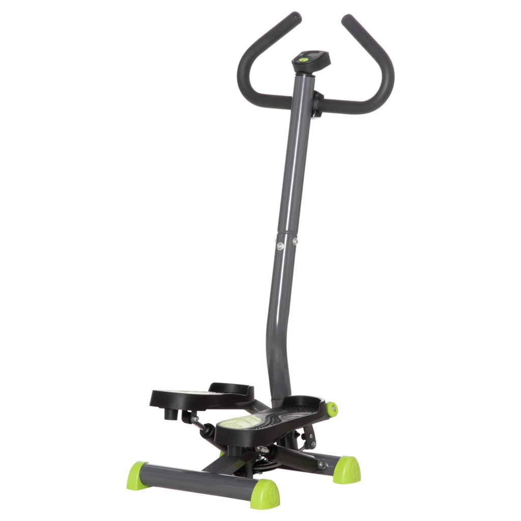 EasyComfort Stepper con Manubrio, Pedali Antiscivolo e Monitor LCD, in Acciaio e ABS, 55x44x108 cm, Nero Grigio e Verde