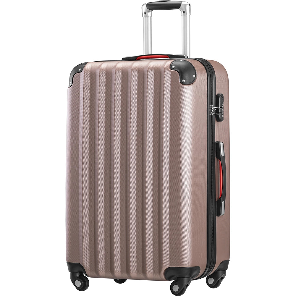Set 3+1 Valigie Rigide Abs Trolley Easy Roll con Beauty Case e Lucchetto Rosa