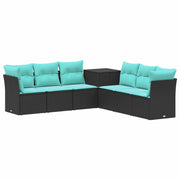 Set di divani 7 pcs Nero e Blu Rattan sintetico e Acciaio 3448756