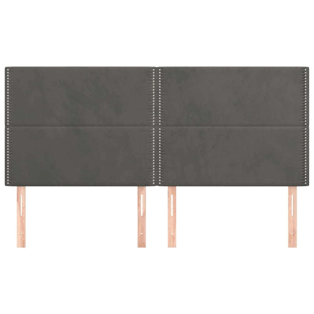 Testiera-Testata Decorativa Grigio Scuro 200x5x118/128 cm Velluto 494597