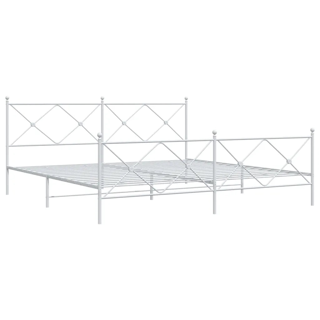 Giroletto con Testiera e Pediera-Struttura Letto Metallo Bianco 193x203 cm 726537