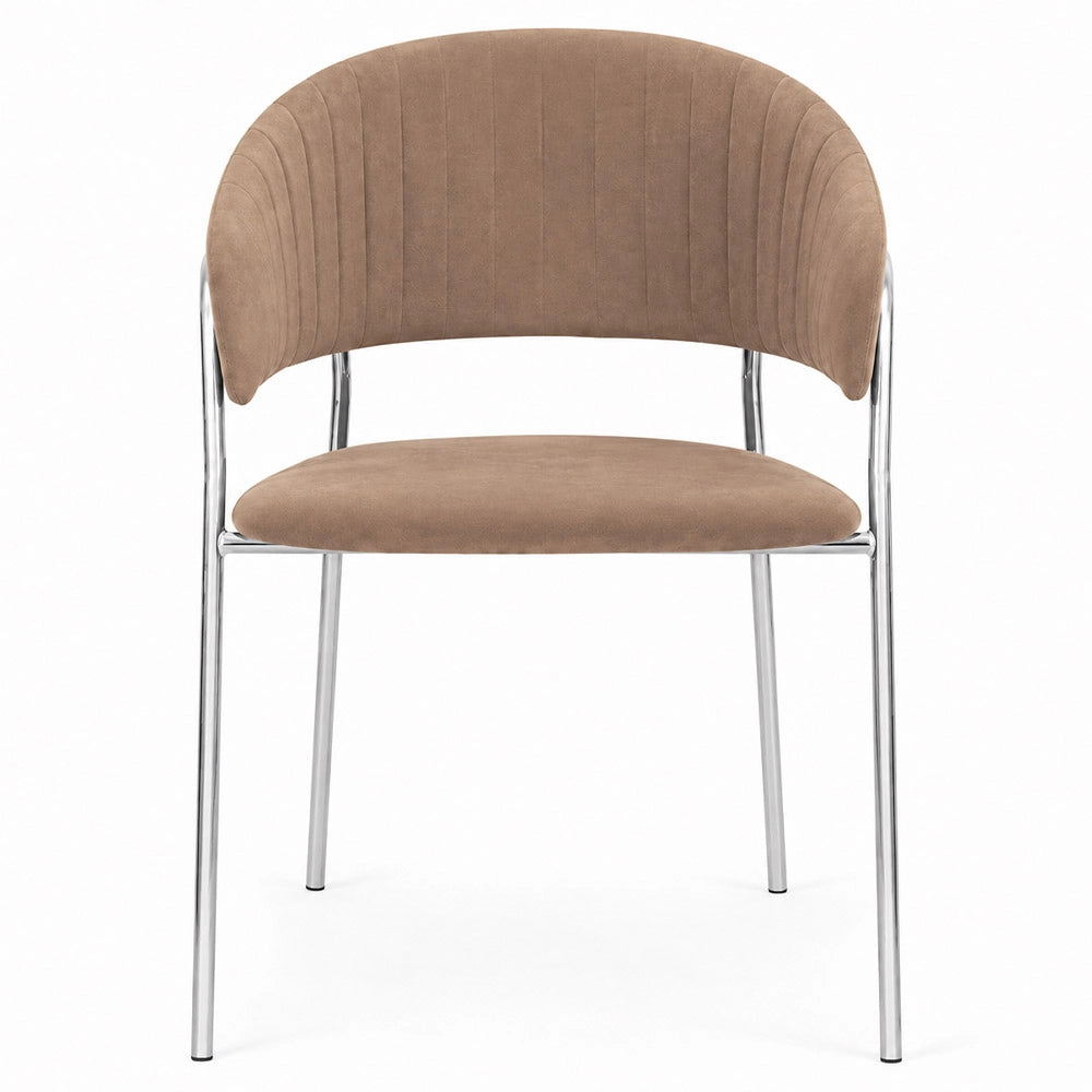 Set da 2 sedie Aurelia in velluto grigio tortora con gambe in ferro cromato