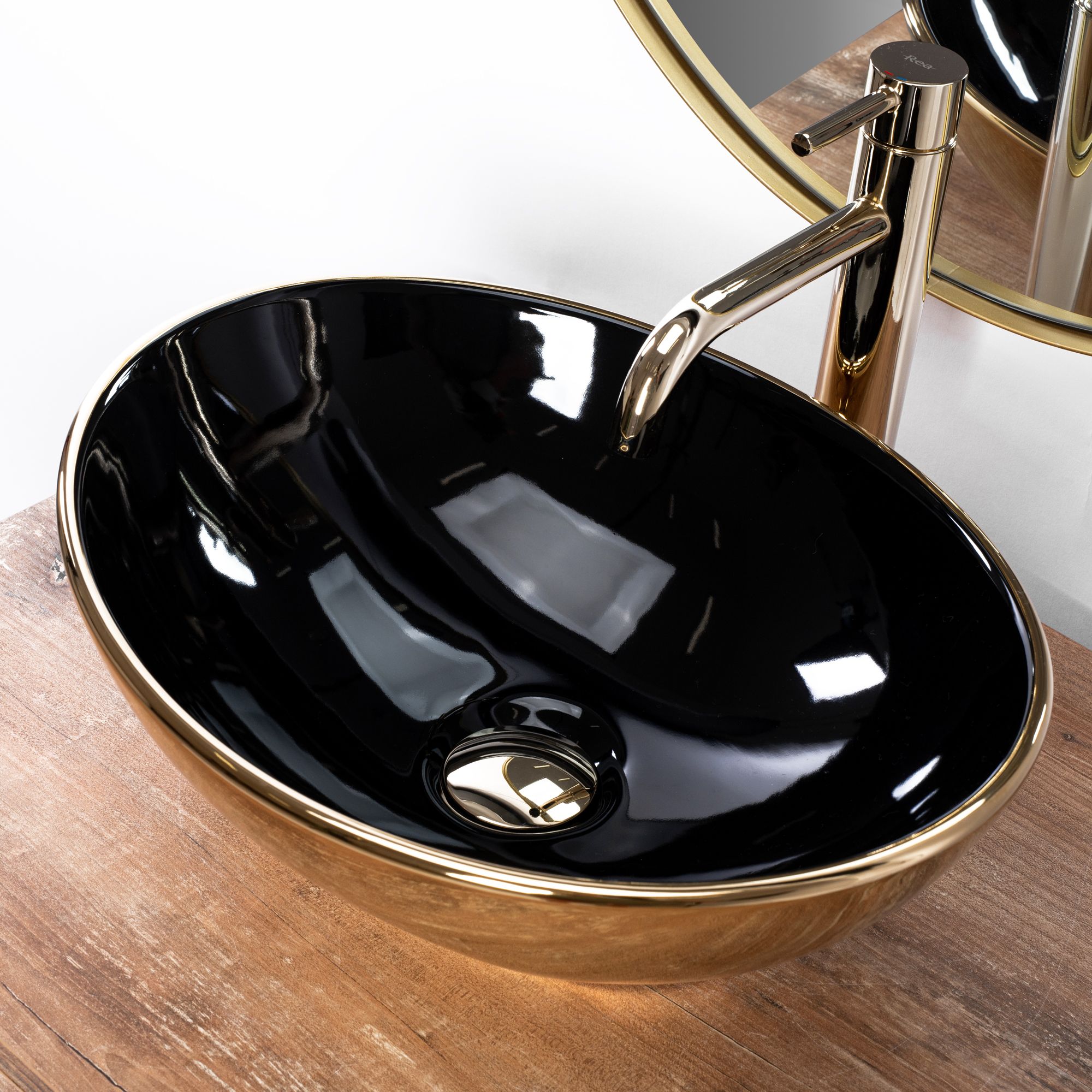 Lavabo Da Appoggio Rea Sofia In Black Gold