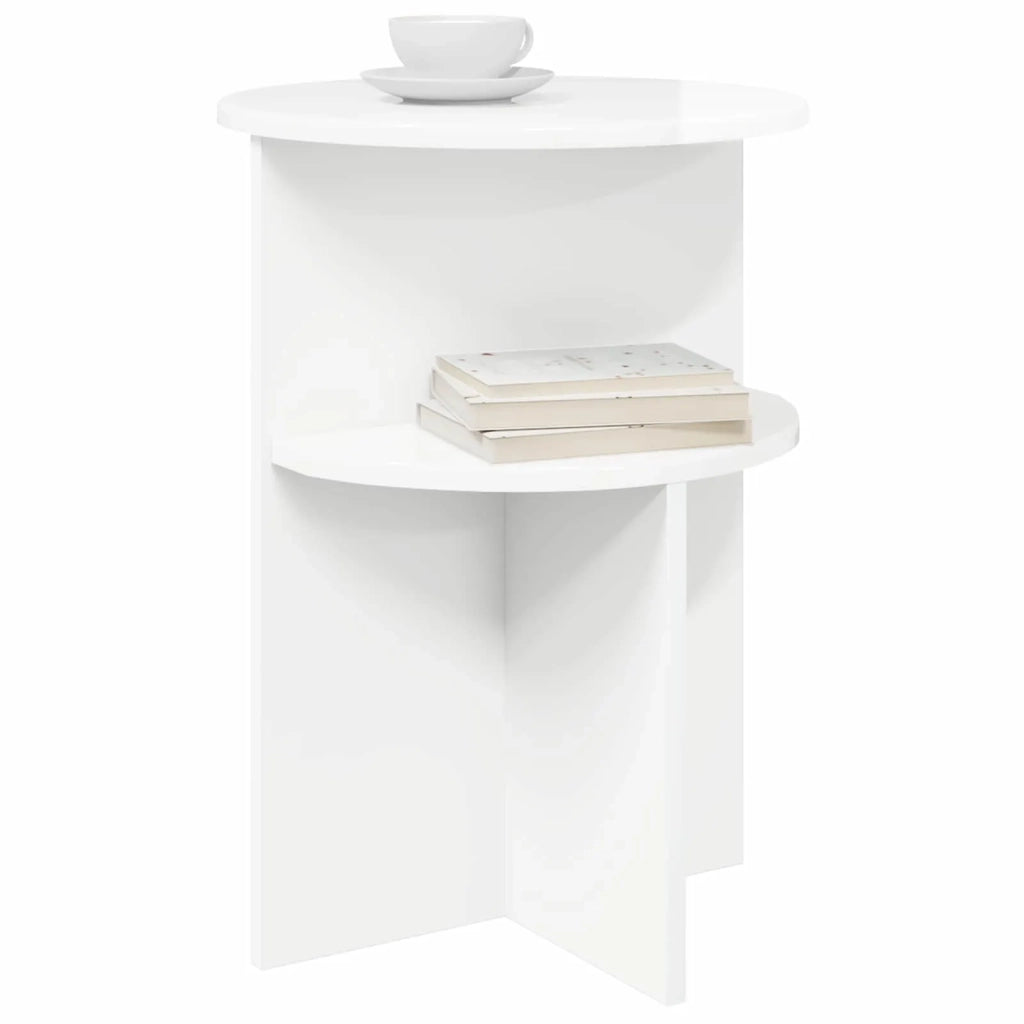 Tavolo laterale con archiviazione Bianco Lucido Ø 39,5 x 55 cm 8001023