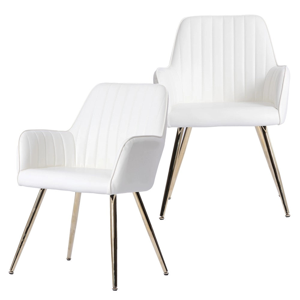 Set 2 Sedie da Pranzo con Braccioli ¨C Xylo ¨C Tessuto, Gambe in Metallo Dorato