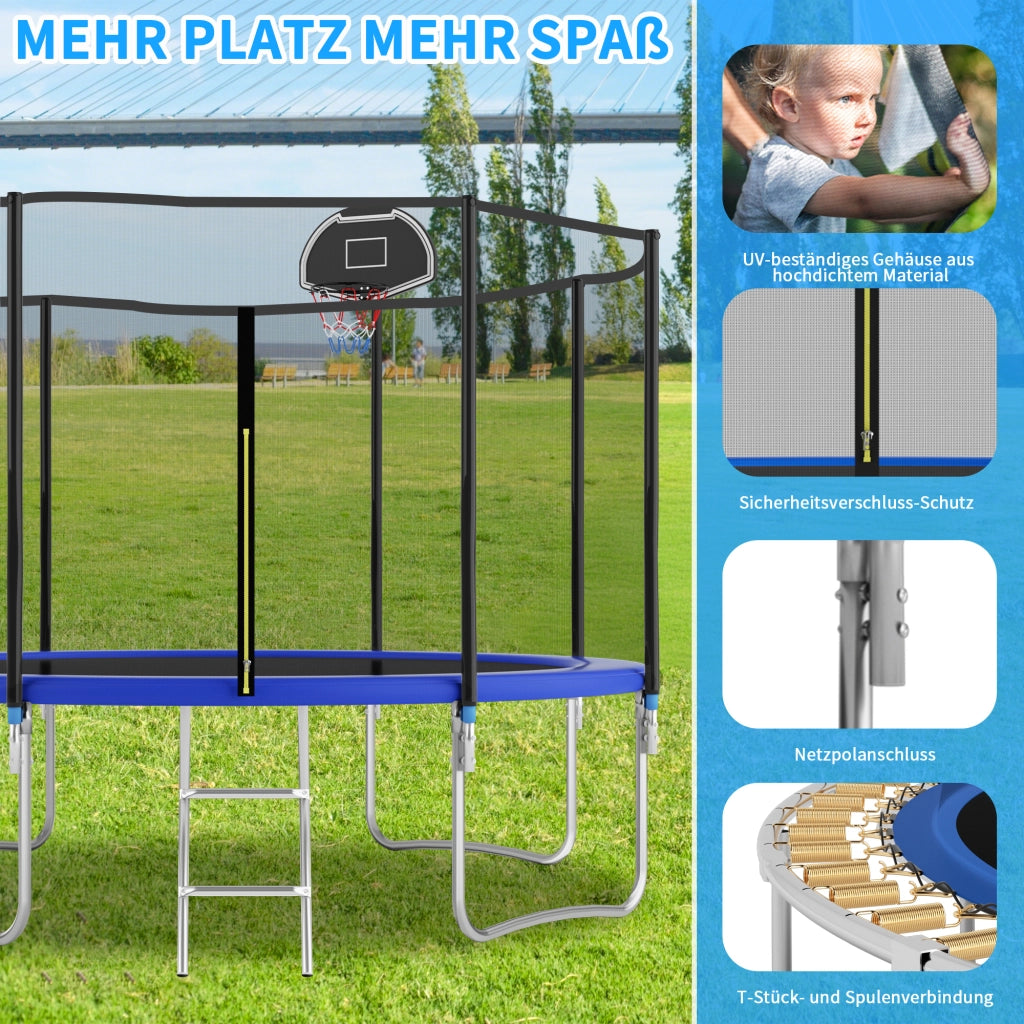Trampolino da giardino 366 cm ¨C zephmum ¨C robusto per adulti e bambini
