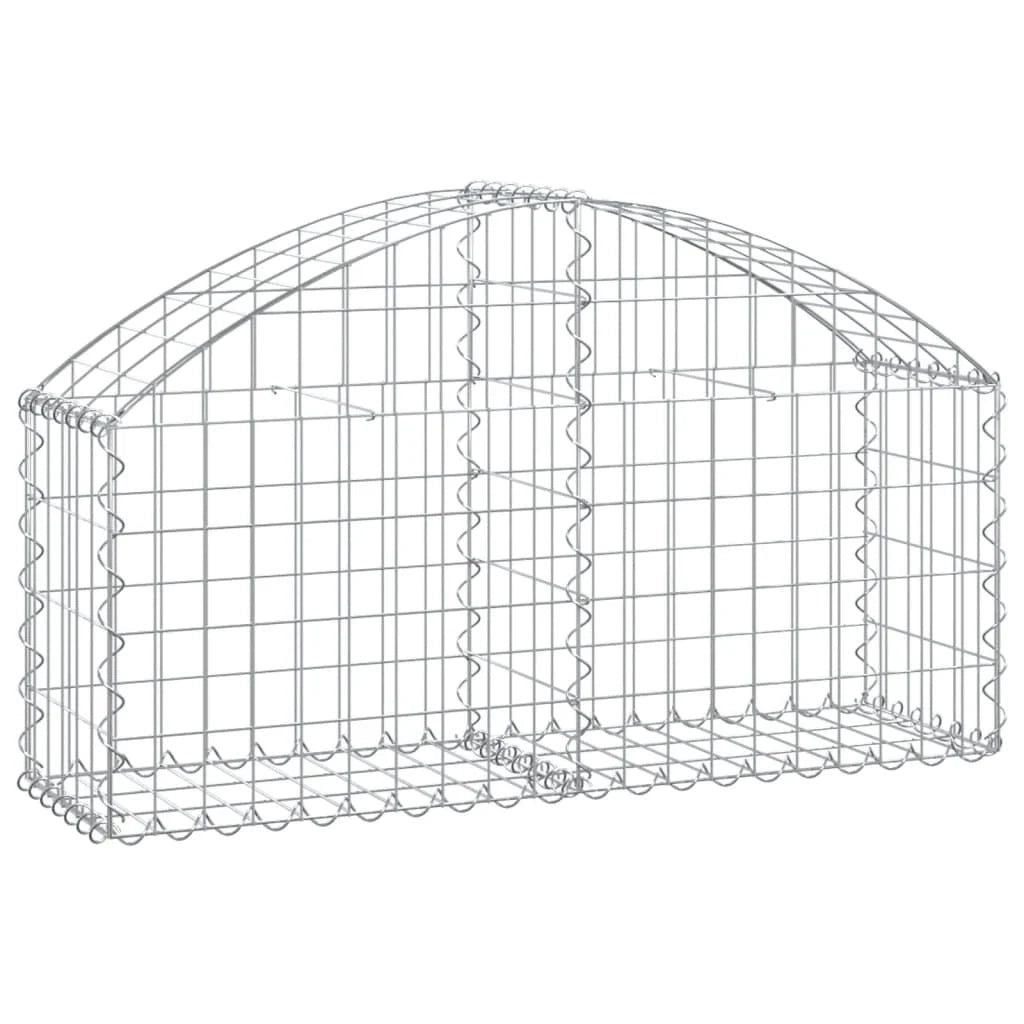 Cesto gabbione recinzione a gabbia muro di contenimento ad arco 100 x 30 x 40/60 cm ferro zincato argento 02_0039957