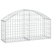 Cesto gabbione recinzione a gabbia muro di contenimento ad arco 100 x 30 x 40/60 cm ferro zincato argento 02_0039957