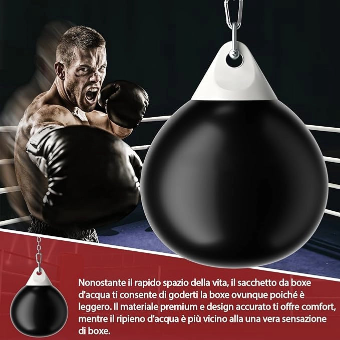 Sacco da Boxe per Bambini ed Adulti 50 kg, Sacco da Boxe ad Acqua con Catena Metallica Regolabile, Ganci, Fibbie di Assicurazione e Tubo dell’Acqua
