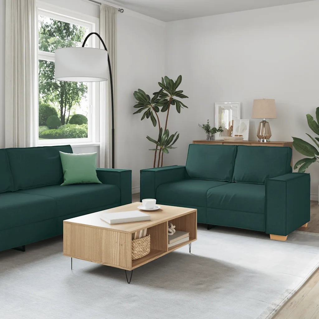 Set di Divani 2 pz con Cuscini Verde scuro in Tessuto 3324696