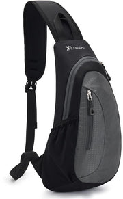Borsa da Sling con Grande Capacità in Nylon Impermeabile con Cinture Regolabili per Attività All'Aperto, Borsa da Spalla Uomo, Grigio