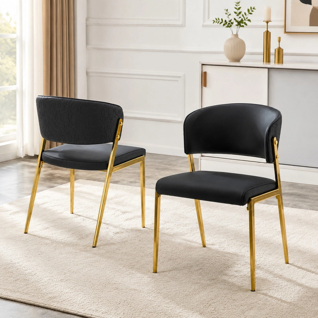 Set di 2 sedie da cucina 74x53.5x51 cm ergonomiche in PU nero
