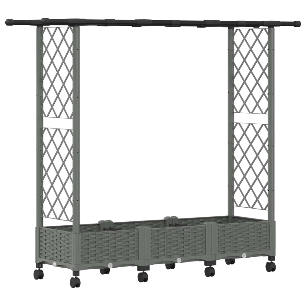 Letto Rialzato con Griglia e Tetto Grigio Chiaro PP 3423115