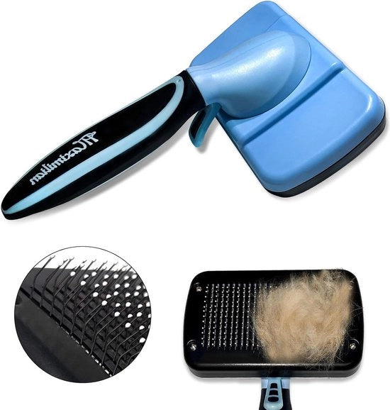 Spazzola per cani per massaggi quotidiani e rimozione di ciocche di pelo morto, nodi e capelli isolati - Blu