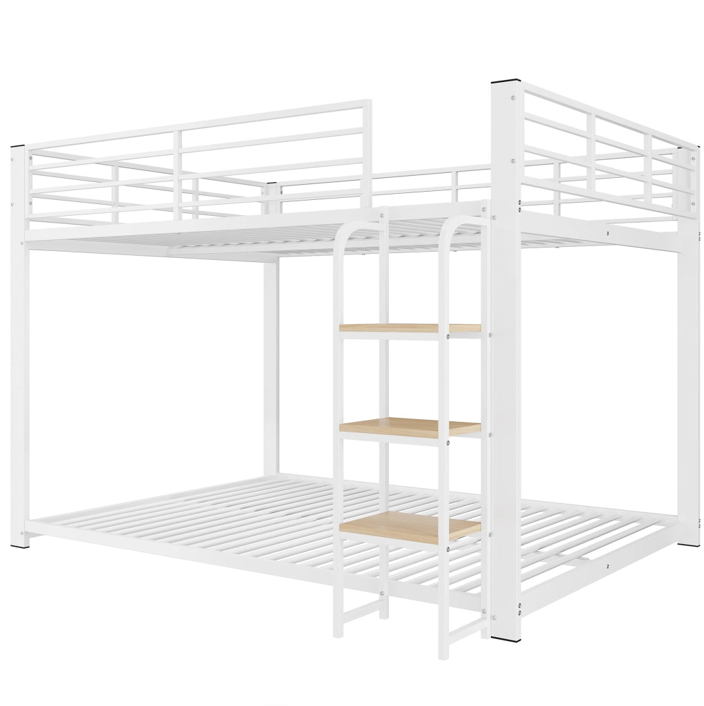 Letto a castello bianco 140 x 200 cm con scala a gradini