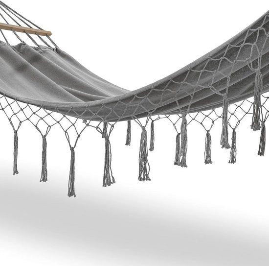 Hangmat Boho con Kwasten e Tas in Grano Grezzo 200 x 100 cm