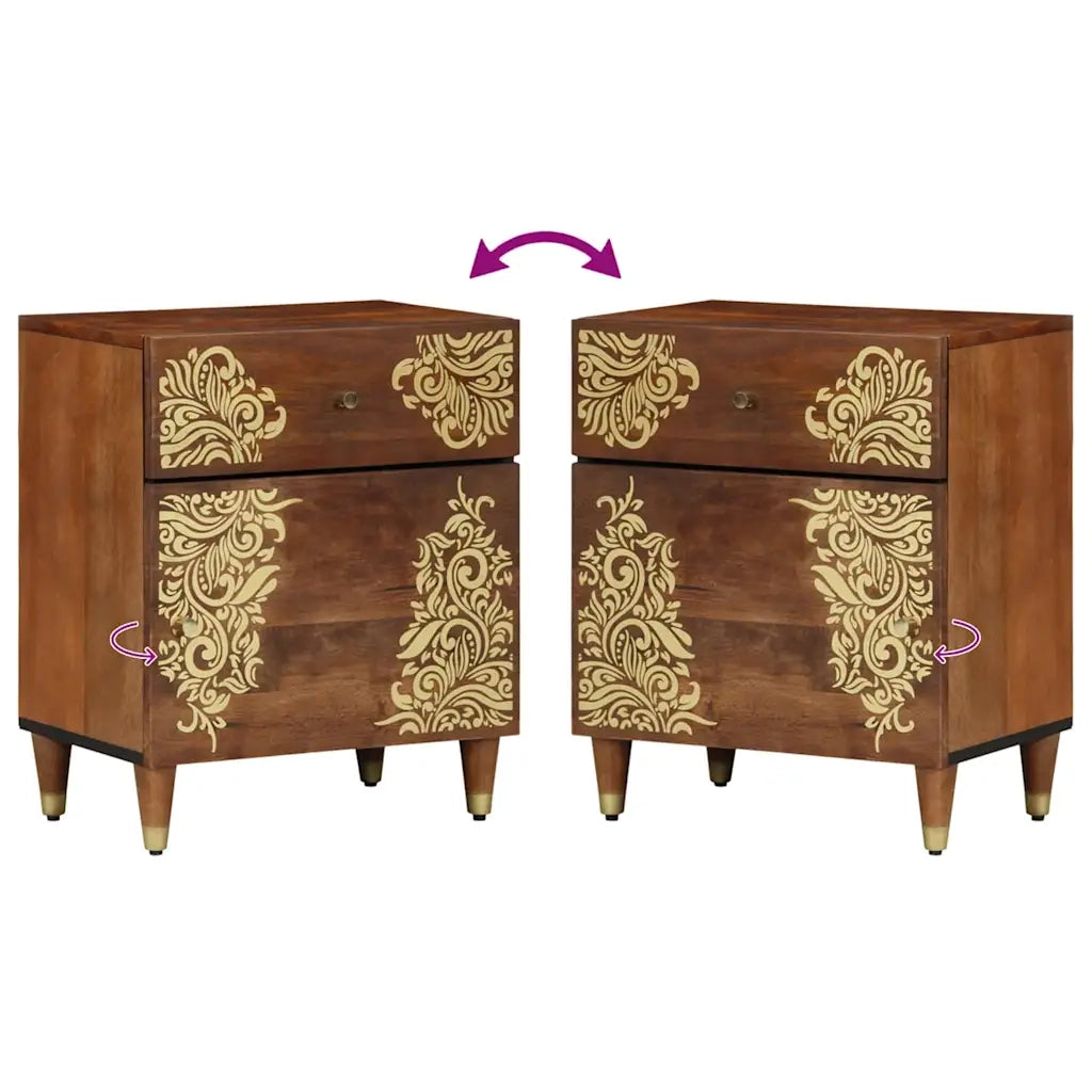 Comodino con porta con cassetto Marrone miele 50 x 33 x 60 cm 4018744