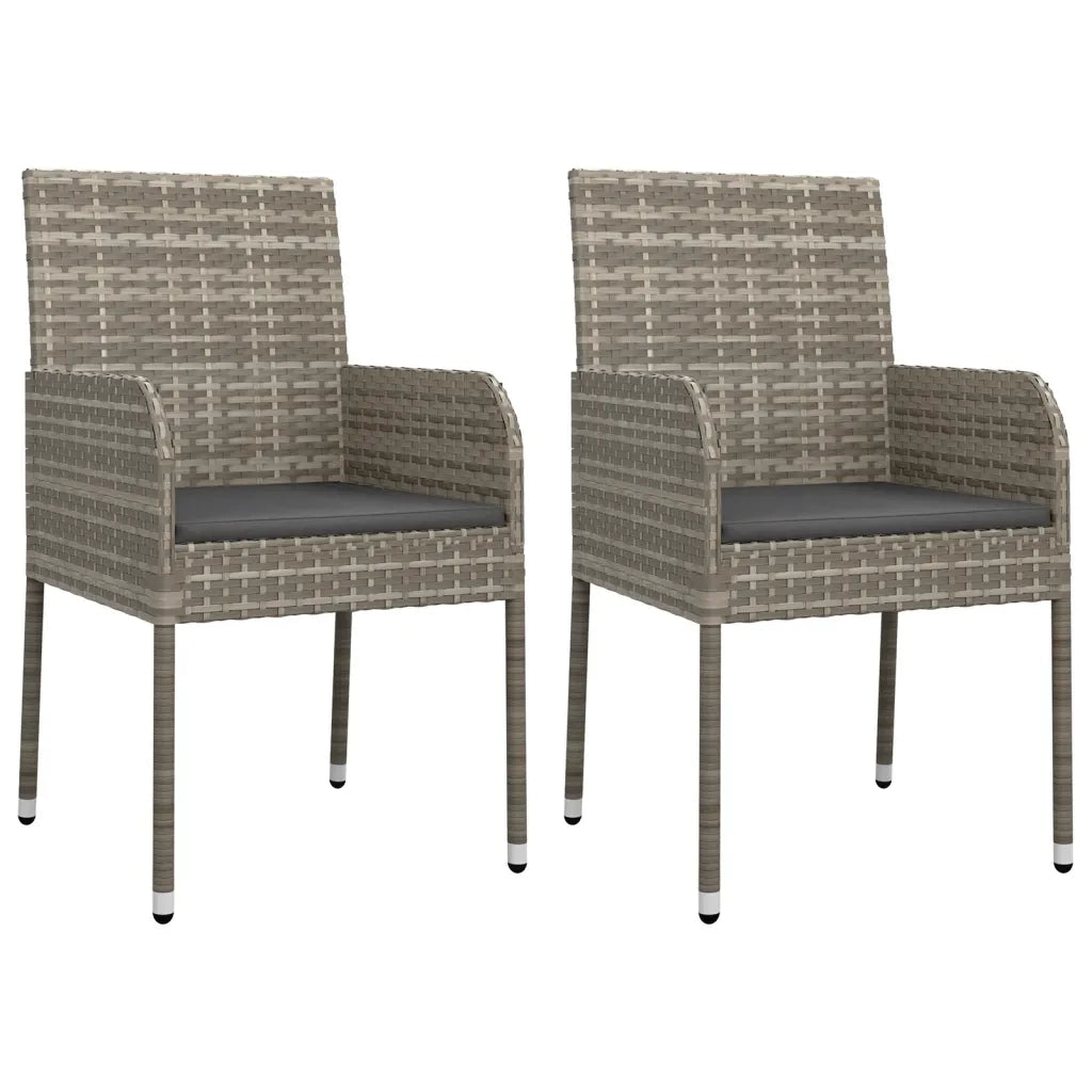 Set da Pranzo da Giardino 7 pz con Cuscini in Polyrattan Grigiocod mxl 89357