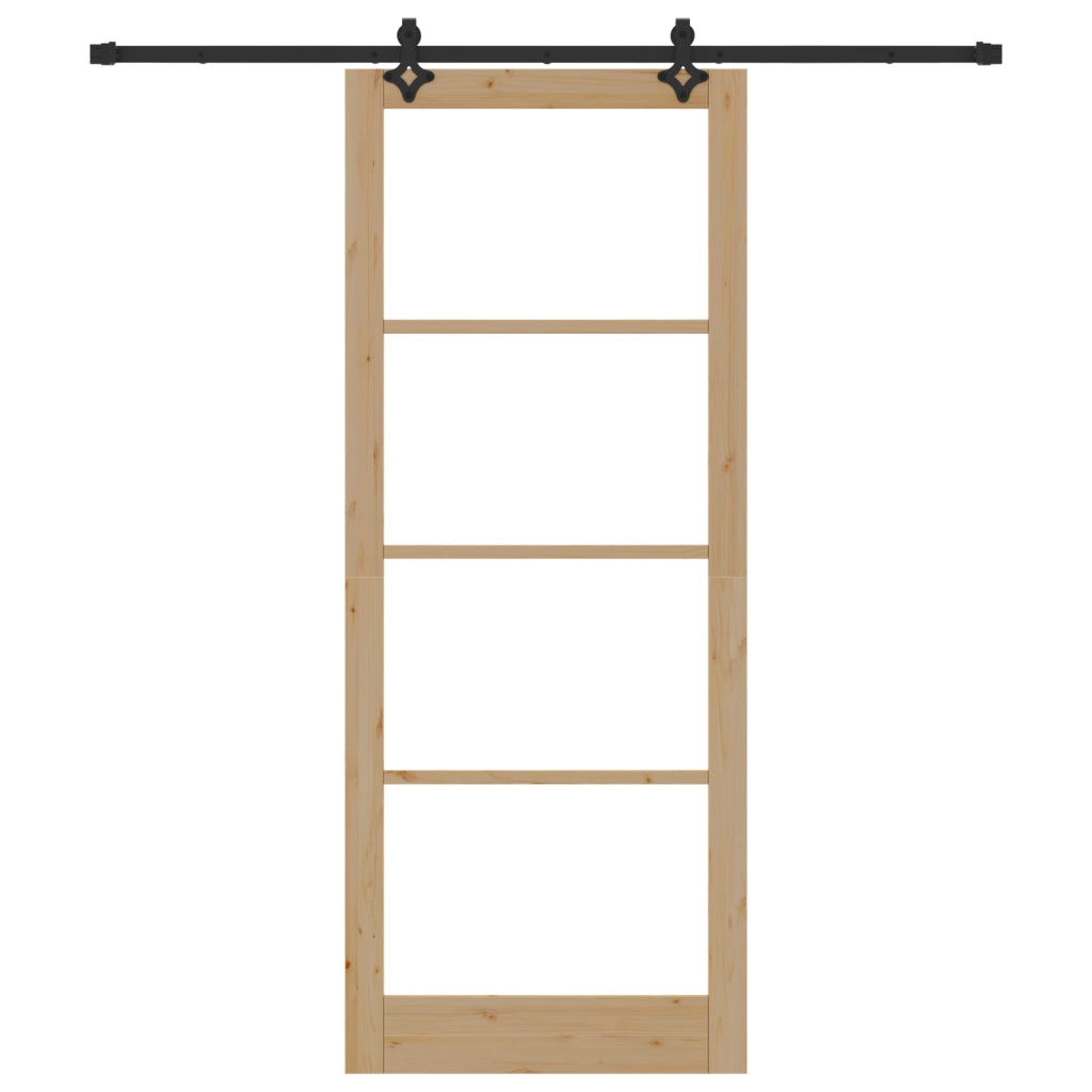 Porta Scorrevole  con Kit Hardware 93x232 cm Legno Massello Pino