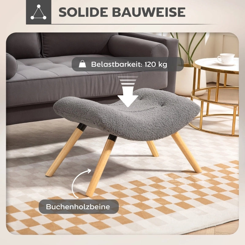 PUFF Imbottito 67 x 45 x 38 cm Grigio scuro in poliestere