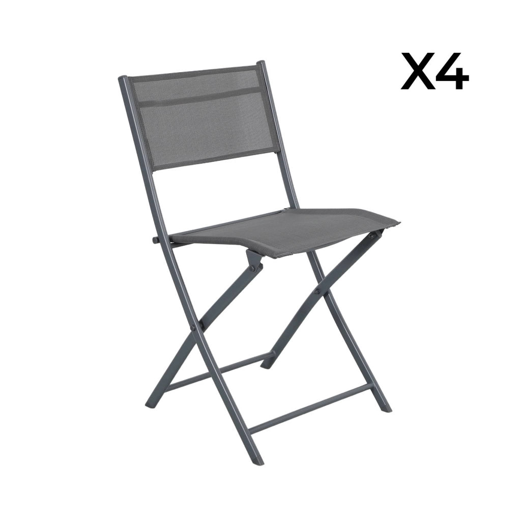 Set tavolo da giardino pieghevole in acciaio con 4 sedie, antracite