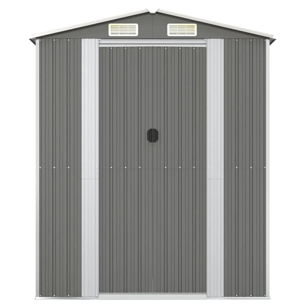 Casetta da giardino cabina ripostiglio capanno da esterno capanno per attrezzi robusta colore chiaro 192 x 108 x 223 cm acciaio zincato grigio 02_0022253