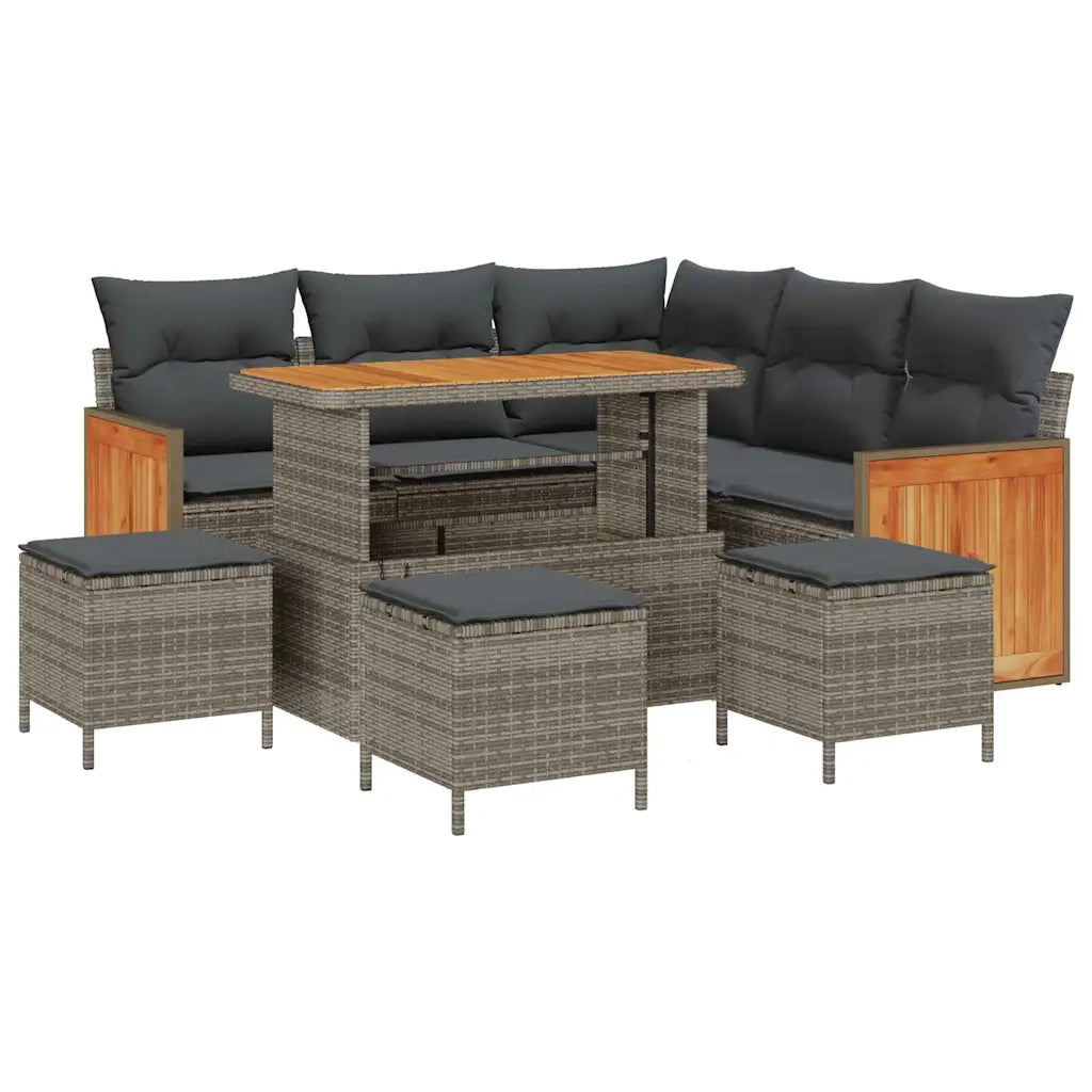 Set Divano da Giardino con cuscino 9 pcs Grigio polyrattan 3365263