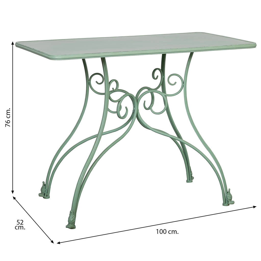 Mobile da ingresso in metallo invecchiato verde 100x52x76