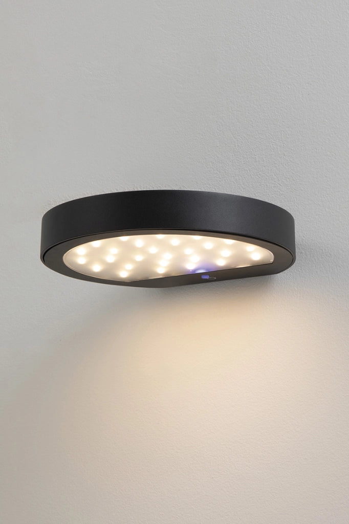 NAP Applique Solare LED 2,2W IP54 3000K Antracite - Lampada da parete a ricarica solare con sensore crepuscolare e dimmer touch - Rossini Group