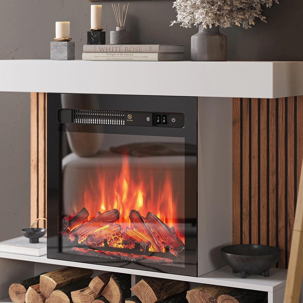Vicco Caminetto elettrico Bianco 100 cm con effetto fiamma realistico e riscaldatore da 1800W