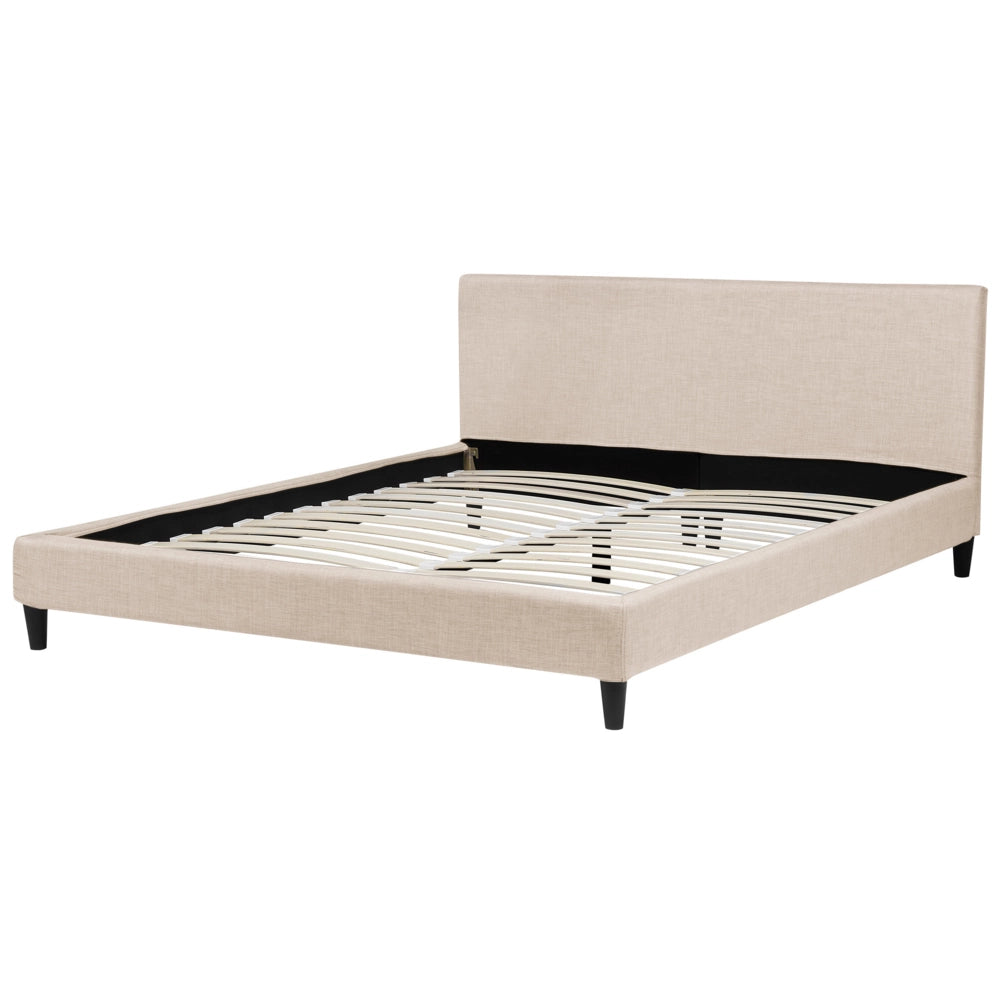 Letto 180 x 200 cm con rete a doghe in tessuto beige contemporanea