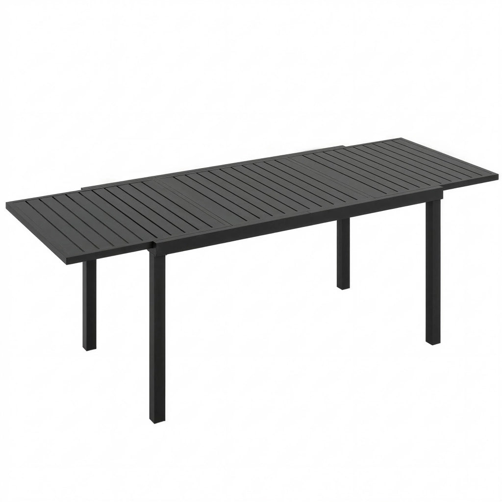 Tavolo da Giardino Allungabile 225x85x75 cm per 6-8 persone in Alluminio con Piano a Doghe Nero