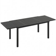 Tavolo da Giardino Allungabile 225x85x75 cm per 6-8 persone in Alluminio con Piano a Doghe Nero