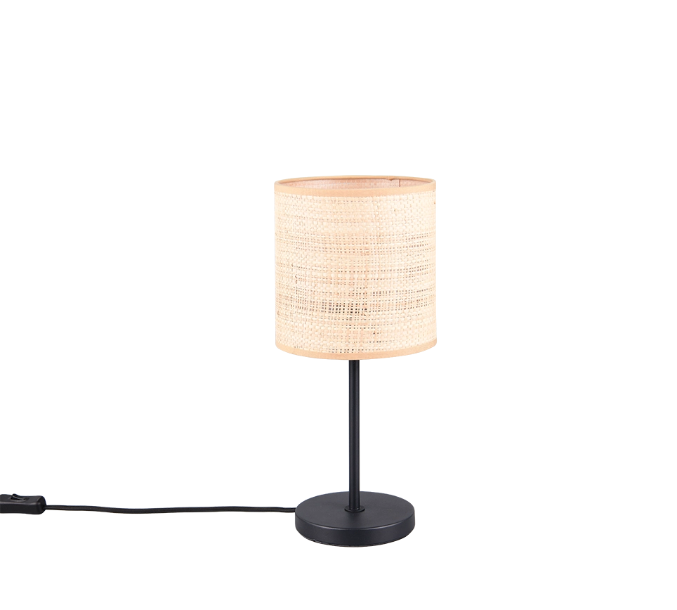 Lampada da tavolo, fibre naturali e metallo nero, H 37 cm, Aimee