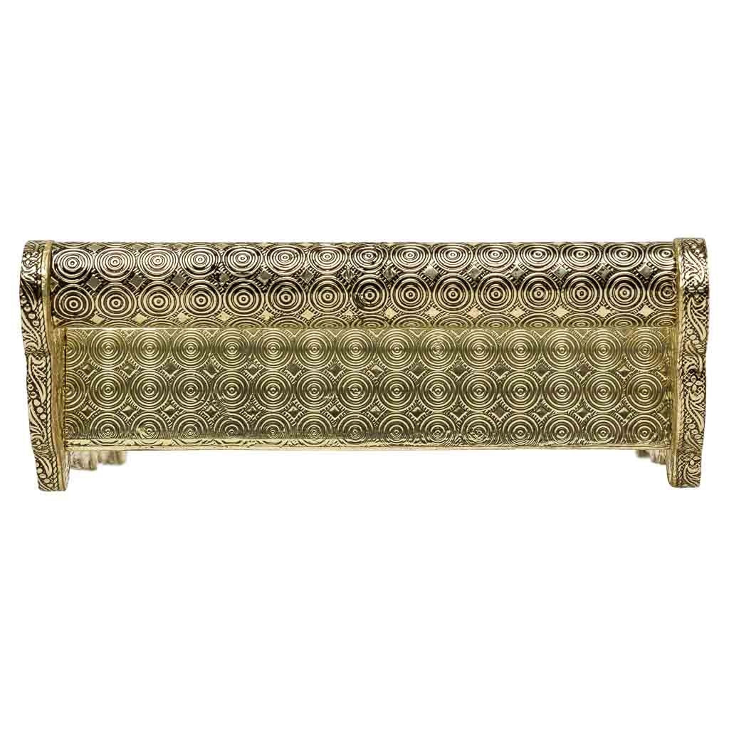 Vassoio in metallo goffrato dorato 30x21x6h