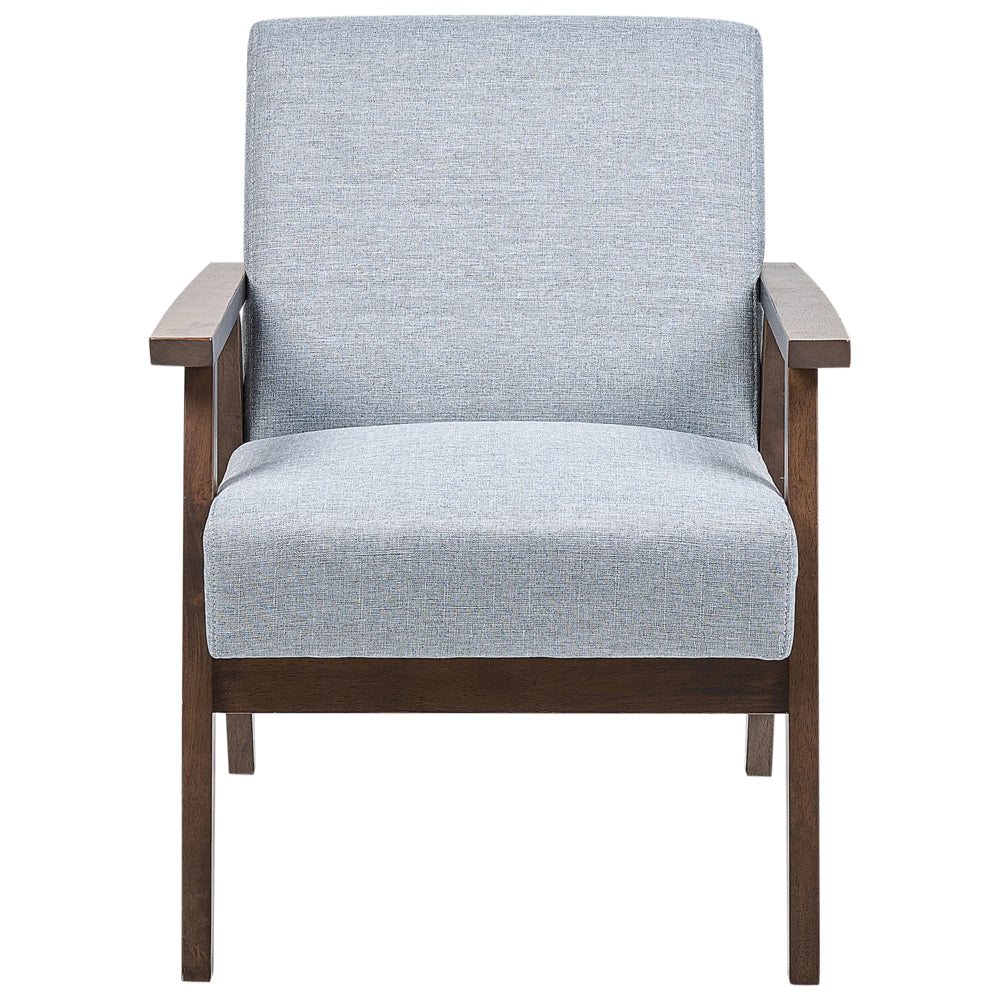 Poltrona grigio  chiaro poliestere tappezzeria design retrò struttura in legno soggiorno