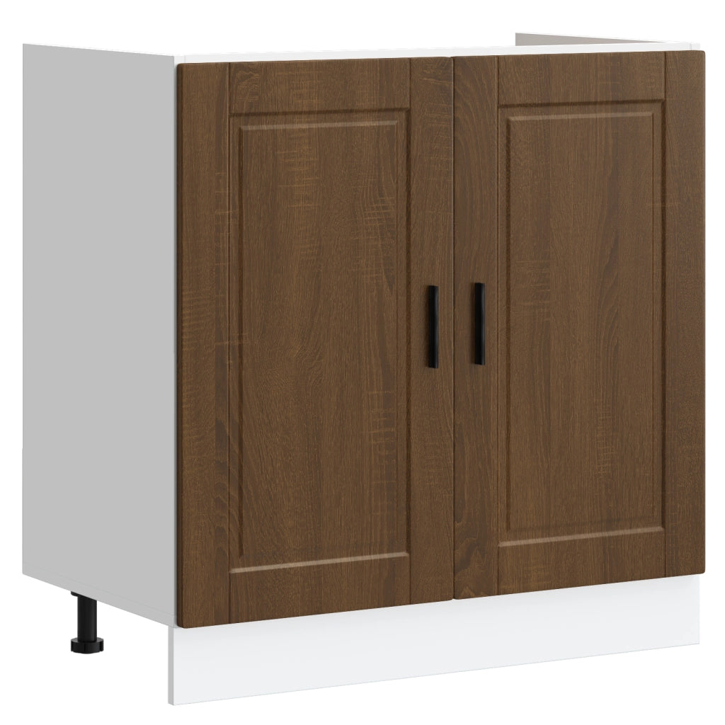 Mobile Base per Lavandino 'Porto'con Lavandino Rovere Marrone 80x46x84,5 cm Legno Ingegnerizzato