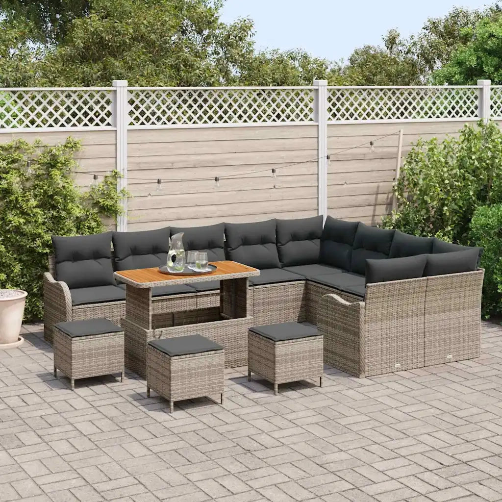 Set Divano da Giardino con cuscino con cuscino 13 pcs Grigio