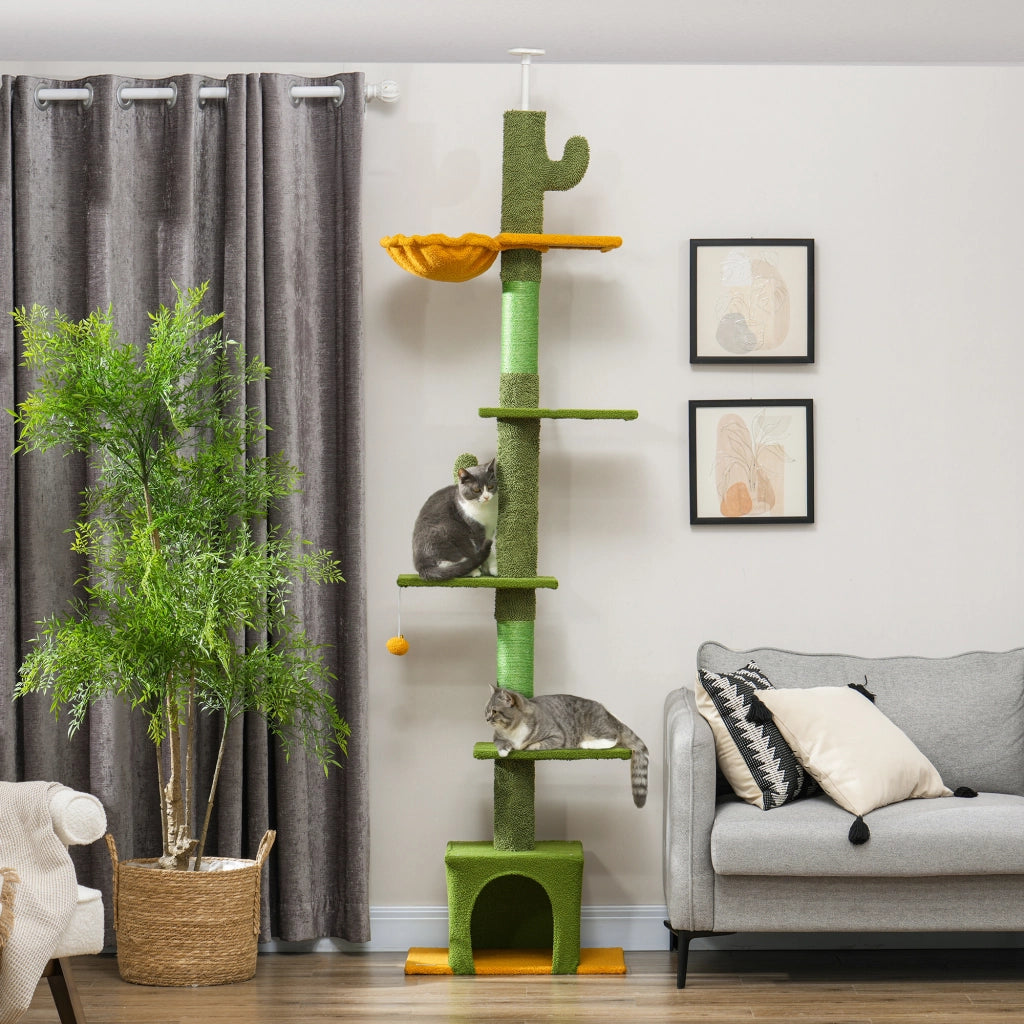 Albero tiragraffi per gatti ¨C zephmum ¨C Verde, regolabile 230-275 cm