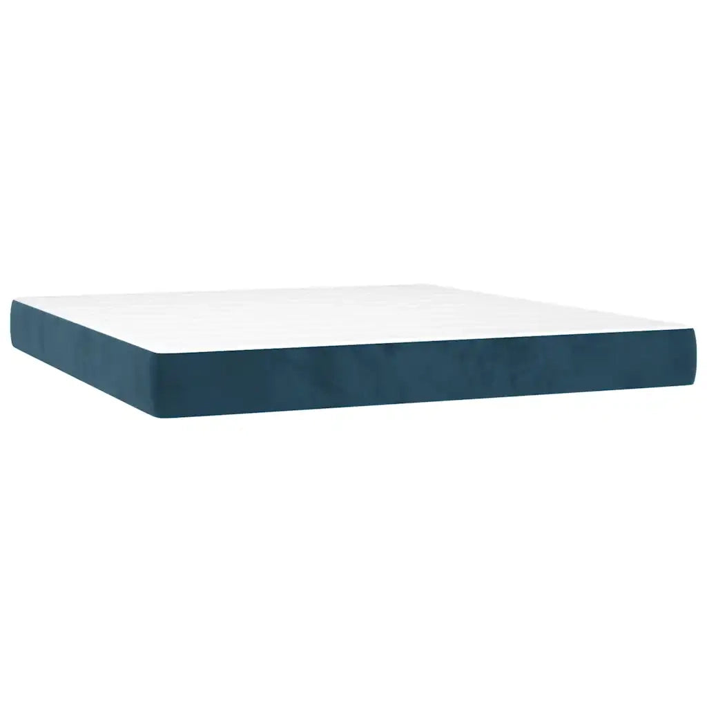 Giroletto a Molle con Materasso Blu Scuro 180x200 cm in Velluto