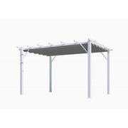 Pergola da giardino in alluminio 400x300 cm con telo scorrevole grigio 280g – tettoia autoportante elegante bianca – PER4030WN Foresta