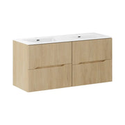 Set da bagno sospeso NATURA 155cm: mobile sotto lavabo 60cm + doppio lavabo incassato