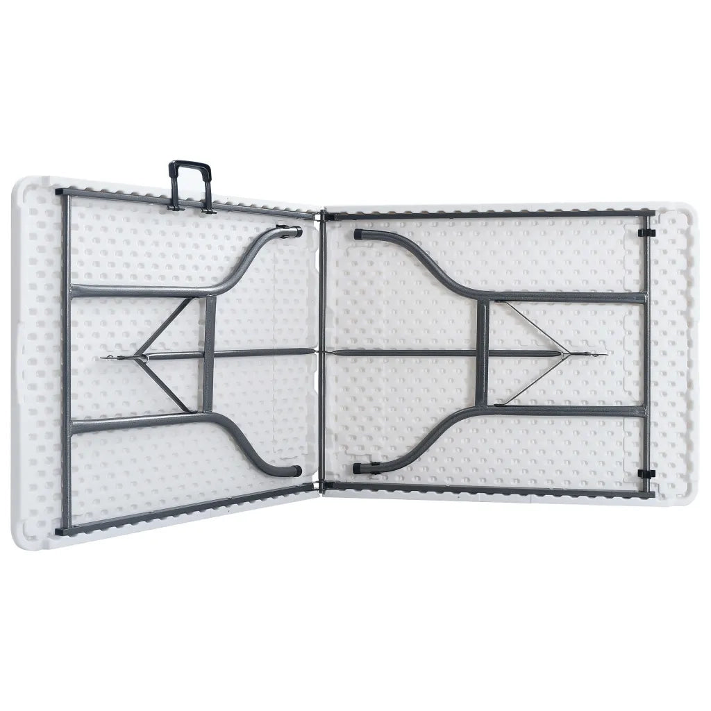Tavolo Giardino Pieghevole 2 Panche 180cm Acciaio e HDPE Bianco cod mxl 38684