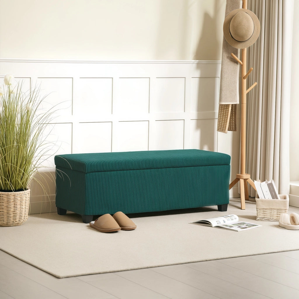 Pouf contenitore con coperchio in velluto ¨C zephmum ¨C verde 112x42x40 cm