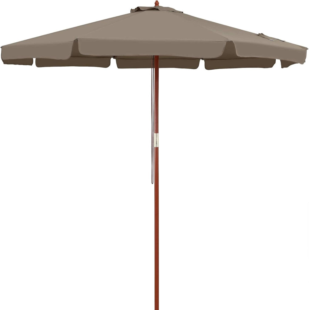 Ombrellone in Legno 330cm UV50+ Idrorepellente Ombrello Rotondo Stabile Antivento da Giardino Balcone