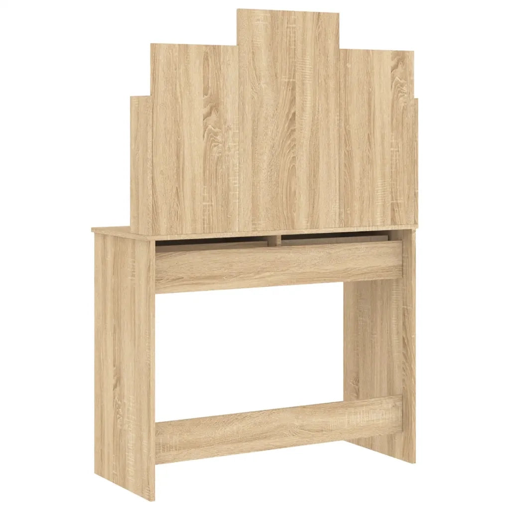 Toeletta con Specchio-Tavolo da Vanit¨¤ Rovere Sonoma 96x39x142 cm